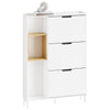 SoBuy FSR209-WN Meuble à Chaussures Entrée - Armoire à Chaussures Blanc Compacte - Rangement pour 9 Paires de Chaussures - Idéal pour Petits Espaces et Appartements - MDF+Bambou, 90x19x129,5cm
