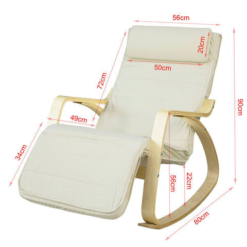 SoBuy FST16-W Fauteuil à Bascule Avec Repose-pied Réglable Design Rocking Chair