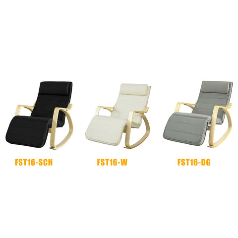 SoBuy FST16-W Fauteuil à Bascule Avec Repose-pied Réglable Design Rocking Chair