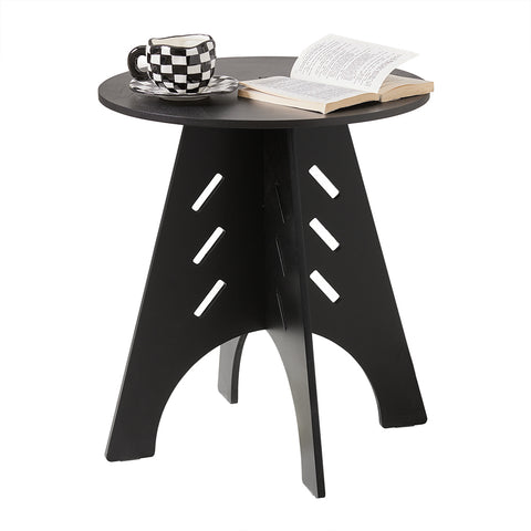 SoBuy HFBT01-SCH Noir Table d'appoint Ronde en Bois Table Basse Ronde Table de Nuit Table de Chevet Bouts de Canapé en Tenons et Mortaises