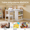 SoBuy KMB60-W Table Enfant avec Chaise Ensemble 2 Pièces Table et Chaise pour Enfant Bureau avec 2 Étagères Porte-Papier et Rangements Stylos Blanc 80x54x65