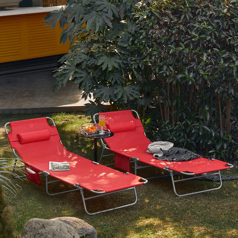 SoBuy OGS35-Rx2 Lot de 2 Chaises Longues Bains de soleil Transats de Jardin Pliant Chaises