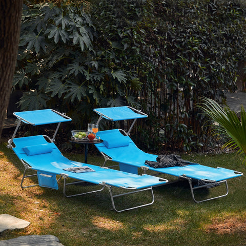 SoBuy OGS48-Bx2 Lot de 2 Chaise Longue Bain de Soleil Transat de Relaxation Pliable et Réglable
