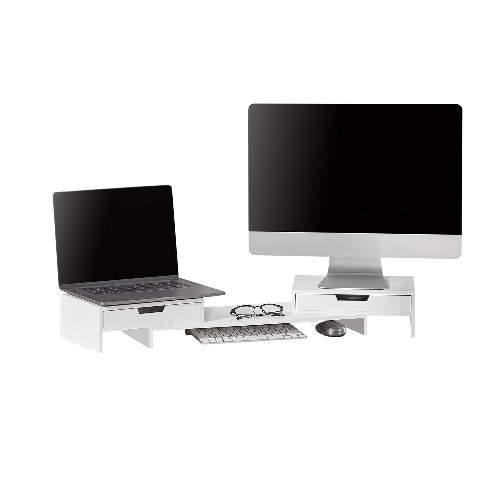 Sobuy bbf09-n support de moniteur d'angle, réhausseur d'écran ergonomique  support l'écrans d'ordinateur universal, pc ou écran tv en bambou avec  étagère SOBUY
