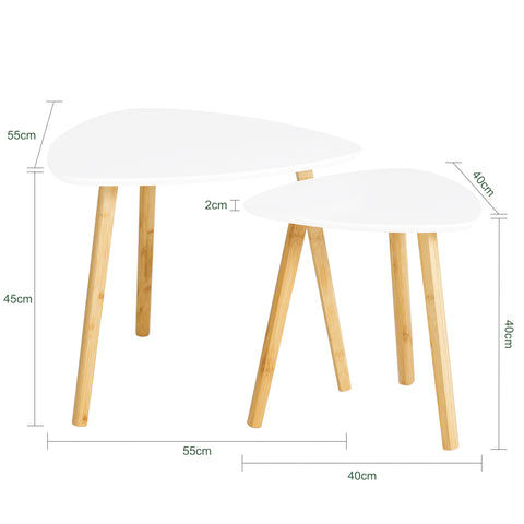 SoBuy FBT74-W Set de 2 Tables Basses Gigognes Table café  Table d'Appoint Table Basse