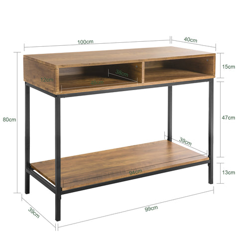 SoBuy FSB41-F Table Console Table d’Entrée Bout de Canapé Table d'Appoint Buffet avec 2 Compartiments étagère