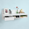 SoBuy FWT30-W Bureau informatique Table murale avec 1 tiroir et 2 compartiments-Blanc
