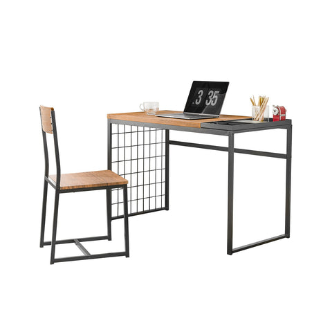 SoBuy FWT60-N Set de 1 Bureau + 1 Chaise Ensemble bureau et chaise Table de travail avec 2 tablettes amovibles