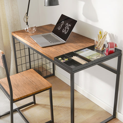 SoBuy FWT60-N Set de 1 Bureau + 1 Chaise Ensemble bureau et chaise Table de travail avec 2 tablettes amovibles