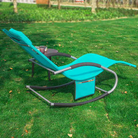 SoBuy OGS28-HB Fauteuil à bascule Chaise longue Transat de jardin avec repose-pieds