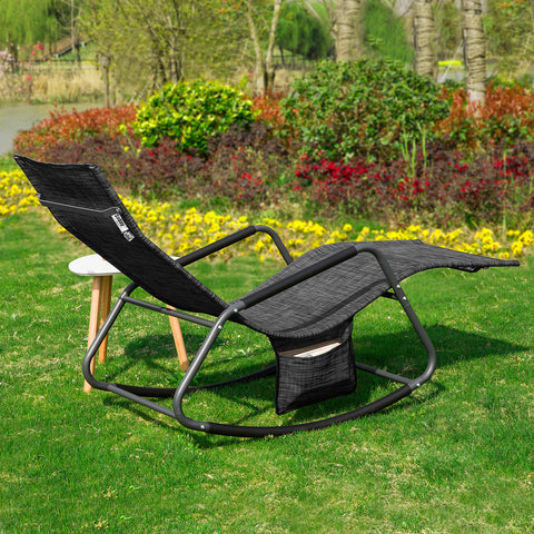 SoBuy OGS47-MS Fauteuil à Bascule Transat de Relaxation Chaise Longue Bain de Soleil Rocking Chair