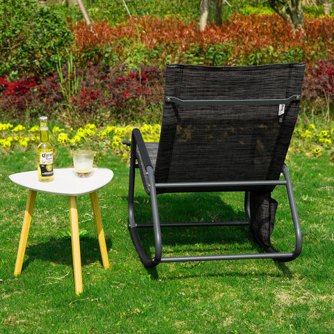 SoBuy OGS47-MS Fauteuil à Bascule Transat de Relaxation Chaise Longue Bain de Soleil Rocking Chair