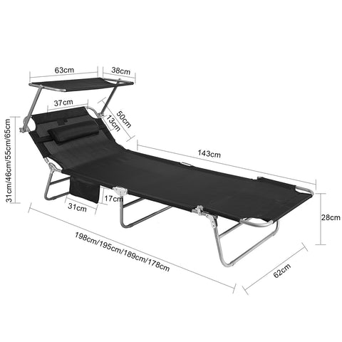 SoBuy OGS48-Sch Chaise Longue Bain de Soleil Transat de Relaxation Pliant Chaise de Camping Inclinable