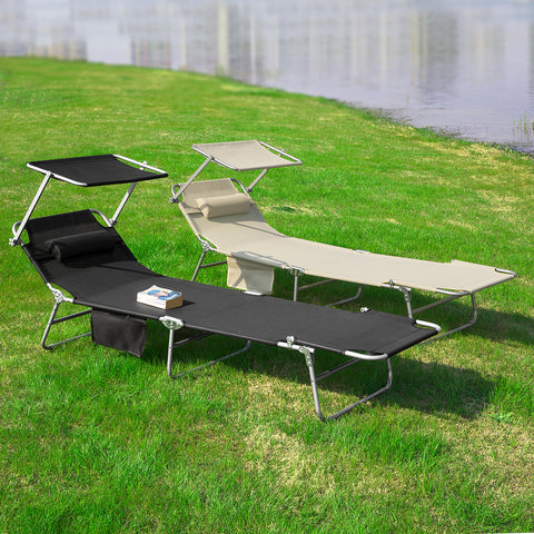 SoBuy OGS48-Sch Chaise Longue Bain de Soleil Transat de Relaxation Pliant Chaise de Camping Inclinable