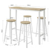SoBuy OGT22-WN Set de Table + 4 Tabourets Ensemble Table de Bar Bistrot + 4 Tabourets de Bar avec Repose-Pieds(Blanc)